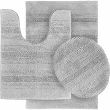 Rug Essence 3 Piece Nylon Washable Bathroom Rug Set Platinum Gray
