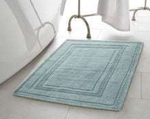 Cotton Stonewash Racetrack 17x24 in. Bath Rug, Marine Blue