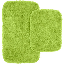 Jazz 2 Piece Shaggy Nylon Washable Bathroom Rug Set Lime Green