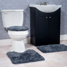 3 Piece Super Plush Non-Slip Bath Rug Set - Platinum